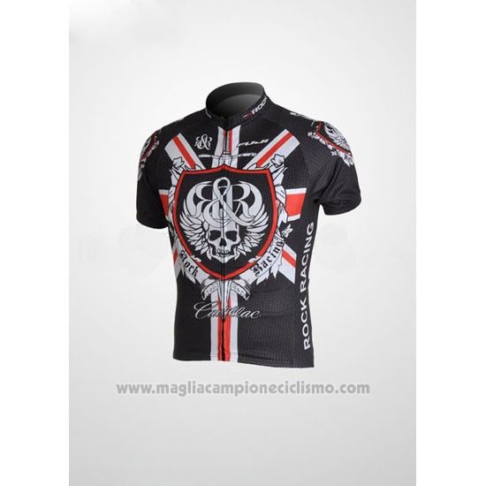 2010 Abbigliamento Ciclismo Rock Racing Nero e Rosso Manica Corta e Salopette